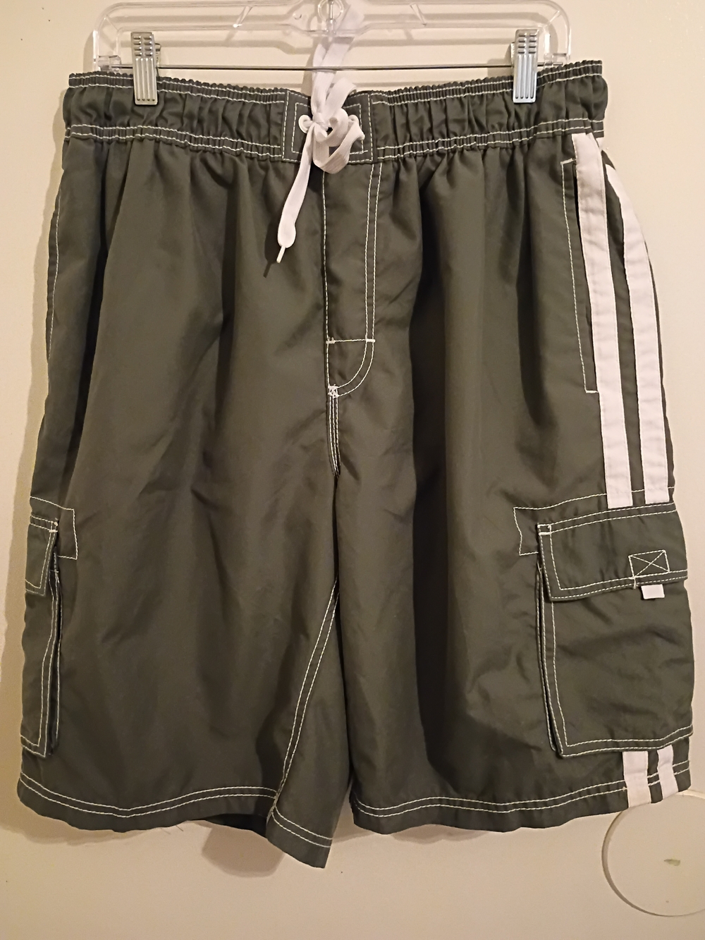 Kanu Surf Gray Men’s Swim Trunks with White Accents Sz XL